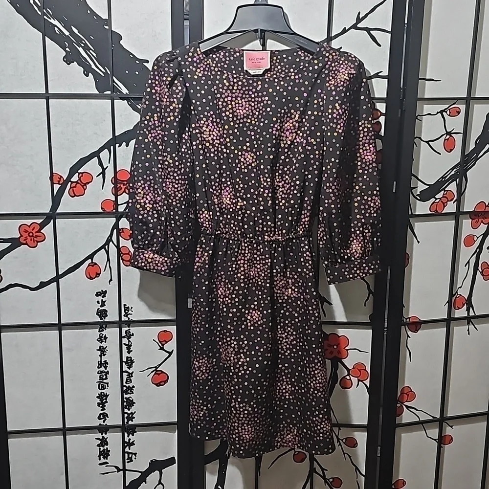 Kate Spade Black Colorful Polka Dot Dress Size‎ Small